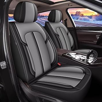 DISUTOGO 2 Front Seats Seat Covers Fit for Mitsubishi Outlander Sport 2011-2023 2024 2025 Leather Car Seat Covers Waterproof Automotive Cushion Covers Seat Protector 2 Seats, Black&Grey