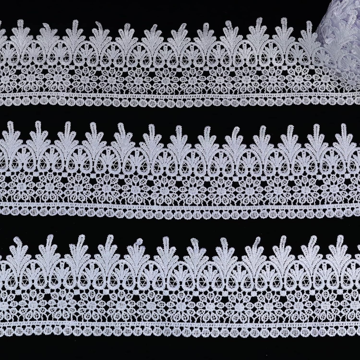 Black Lace Trim 11 Yards Wide Venise Lace Ribbon Embroidered Edge Trim for Sewing DIY Crafts Wedding Applique Home Decor