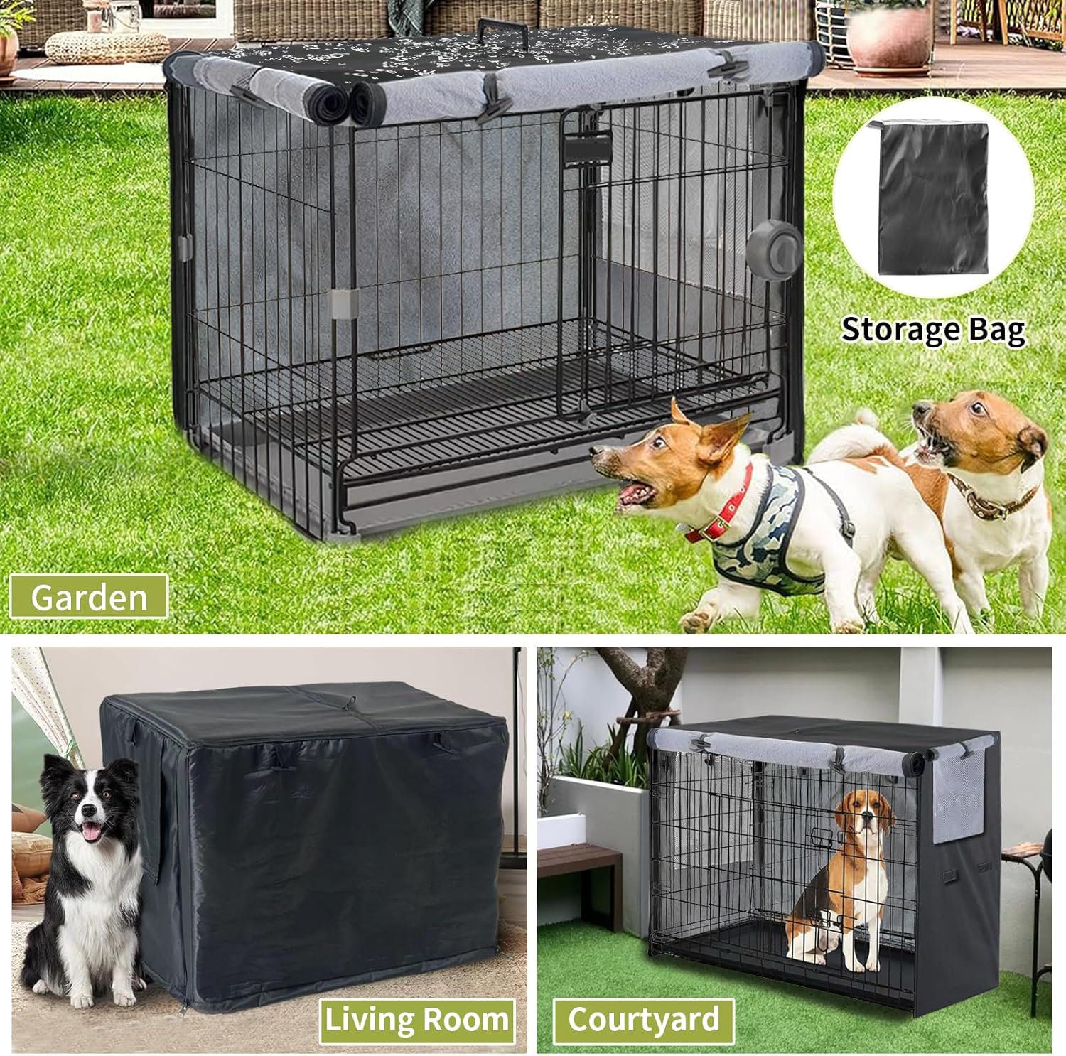 Dog Crate Covers 36 inch Built-in Anti-Freezing Felt for Pet and Small Dog Winter Outdoor Anti-Freeze Protection Dogs Crate Cover for 36 Inch Metal Wire Dog Crate - Only Cover (Black)