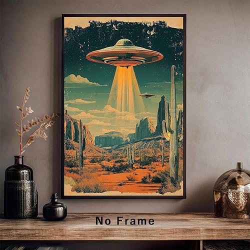 Miniatura 2 de Tevenuktla Arte de pared retro de los años 70, arte de extraterrestre para sala de estar, arte de pared retro alienígena extraterrestre, lienzo de