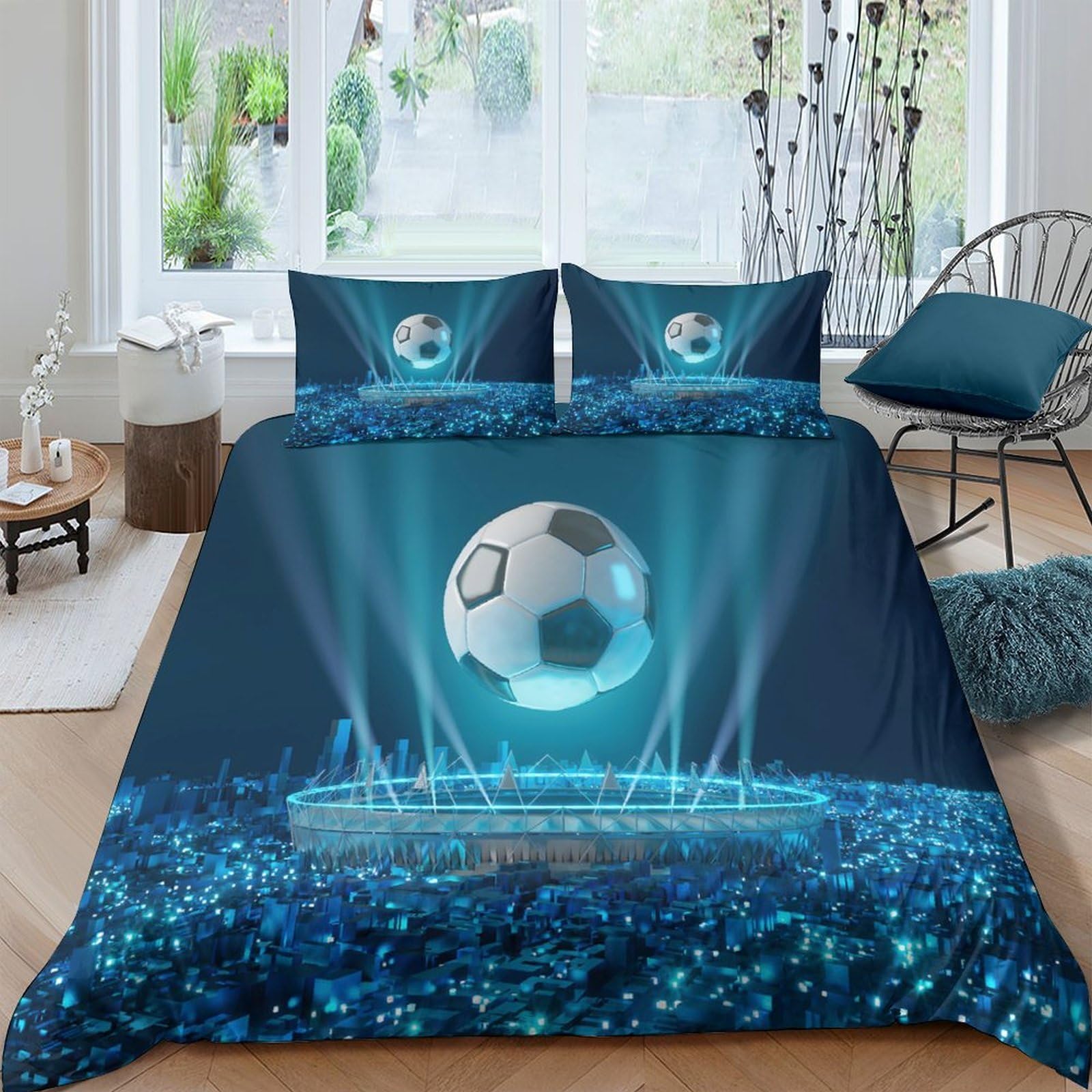 Ctjqhvkz Style-6 3D Printed Football Stadium Fitted Sheet Microfiber Anti-Slip Bed Cover For Bedroom Guest Room Machine Washable Single（135X200cm）