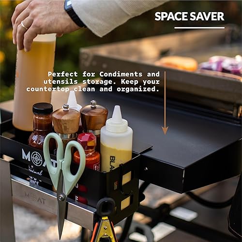 Miniatura 3 de MOAT Organizador para parrilla y plancha más soporte para bolsa de basura grande para parrilla y plancha, soporte magnético para utensilios,