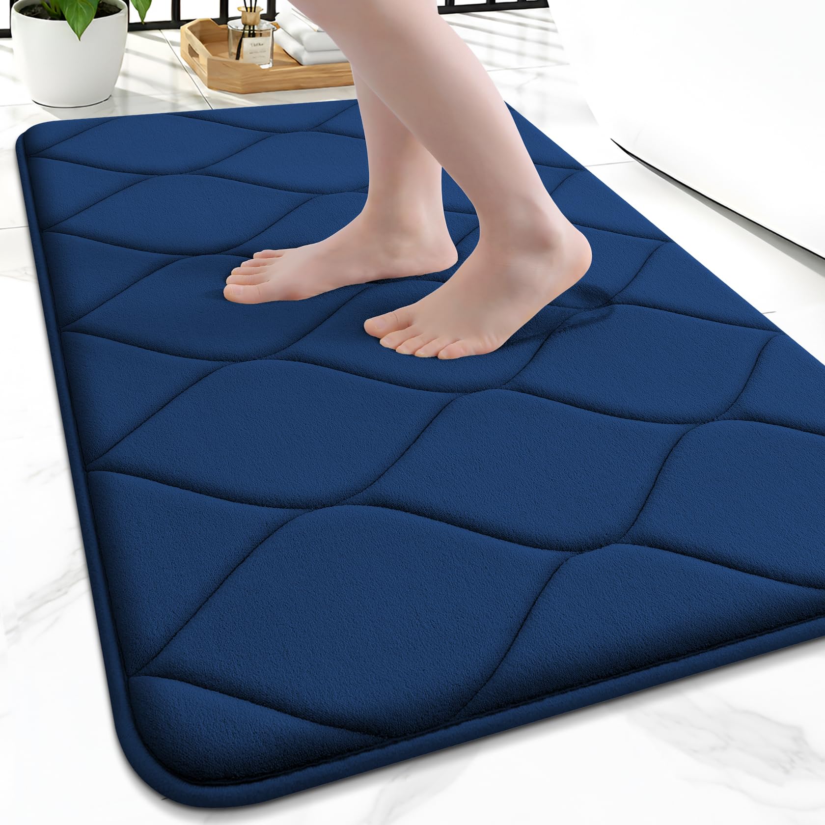 Smiry Memory Foam Bath Mat 24x16, Ultra Soft Absorbent Bathroom Rugs