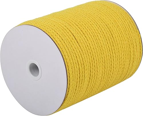 Cordón de macramé trenzado de 0.157 in x 172 yardas, color amarillo limón, cuerda trenzada natural para manualidades, cordón con cordón, forma de