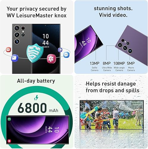Miniatura 5 de Teléfono C24 Ultra Desbloqueado, 8GB+256GB Memoria Celular, Android 14.0 Smartphone, Batería de 6800 mAh, Pantalla HD de 6.82 pulgadas, Cámara de