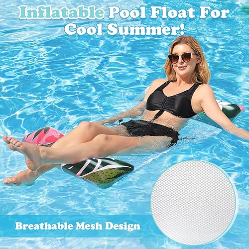 Miniatura 8 de Flotadores de piscina para adultos, paquete de 2 flotadores inflables para piscina, 4 en 1, balsas multiusos, hamaca de agua para piscina,