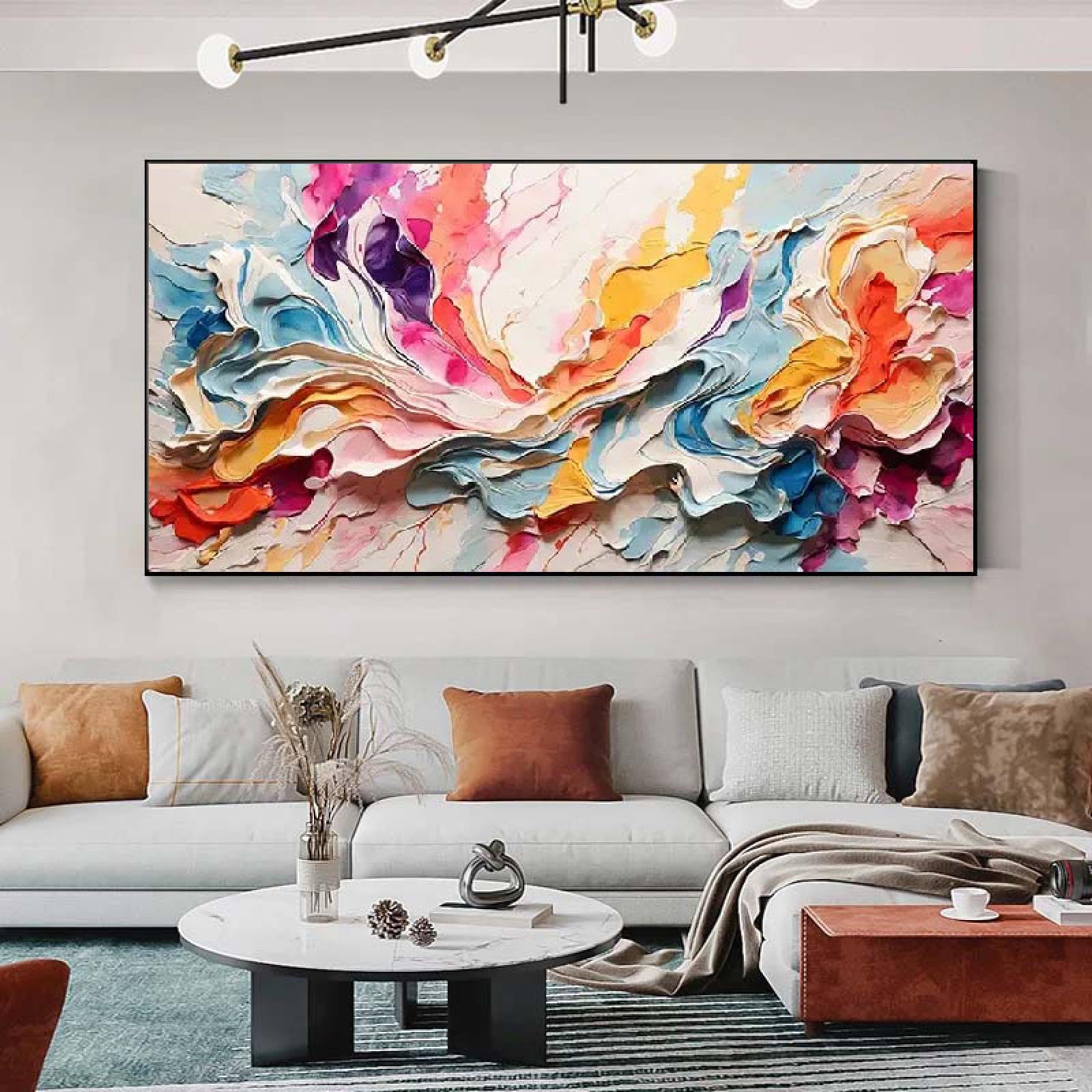 Leinwand Bilder Abstrakt Bunt Kunst Poster 200x100 cm Modern Leinwandbild Groß XXL Wohnzimmer Schlafzimmer Wandbild Kunstdruck Wandbilder Canvas Desing Wand Bild auf Leinwand Ohne Rahmen