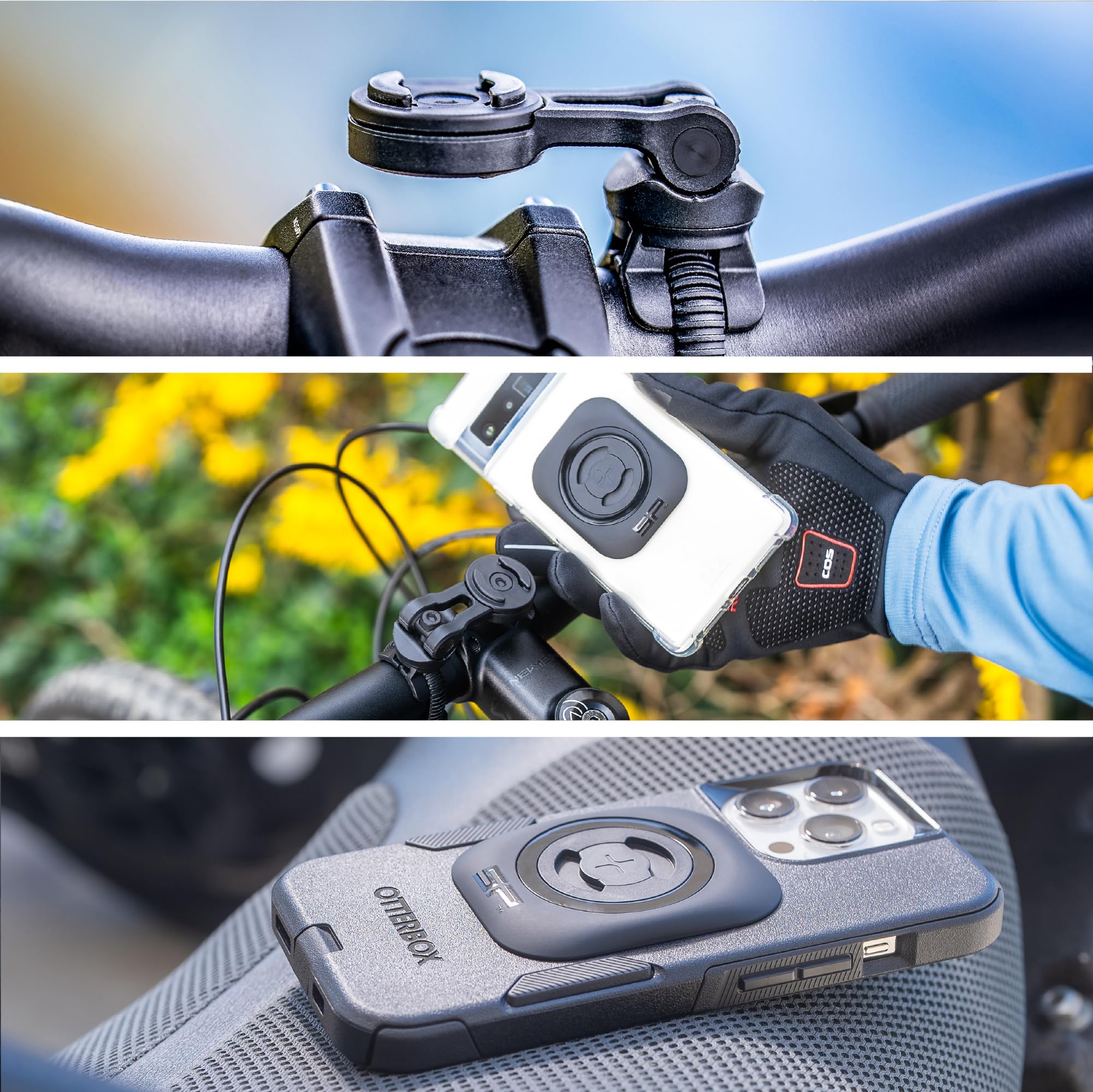 SP CONNECT Soporte de teléfono móvil para Bicicleta | Soporte Universal para Manillar de Bicicleta | Soporte de teléfono móvil para Todos los teléfonos Inteligentes como iPhone Samsung | Soporte