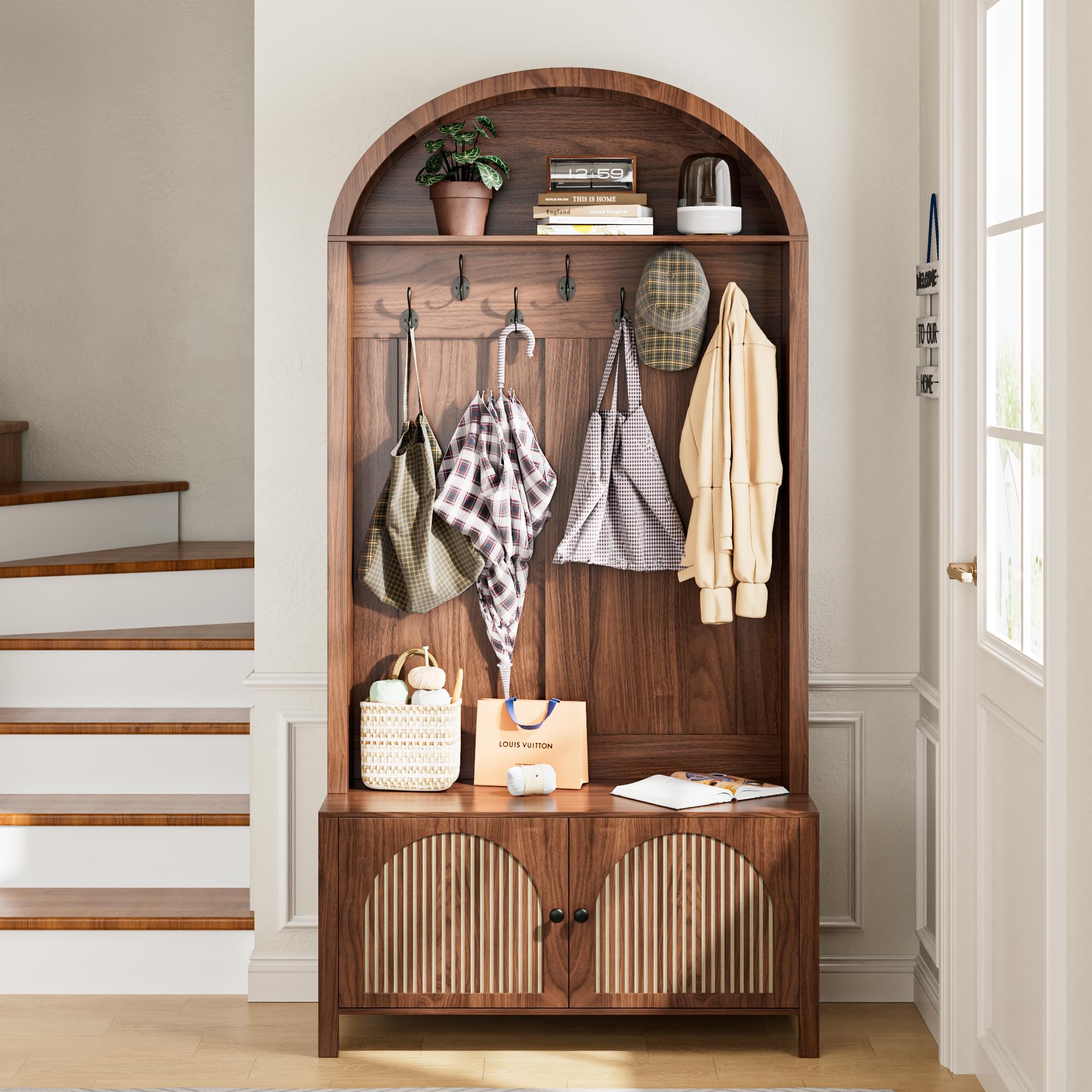 Mxtxmy Hall Tree with Bench and Shoe Storage 78.74" Coat Rack with 7 Hooks