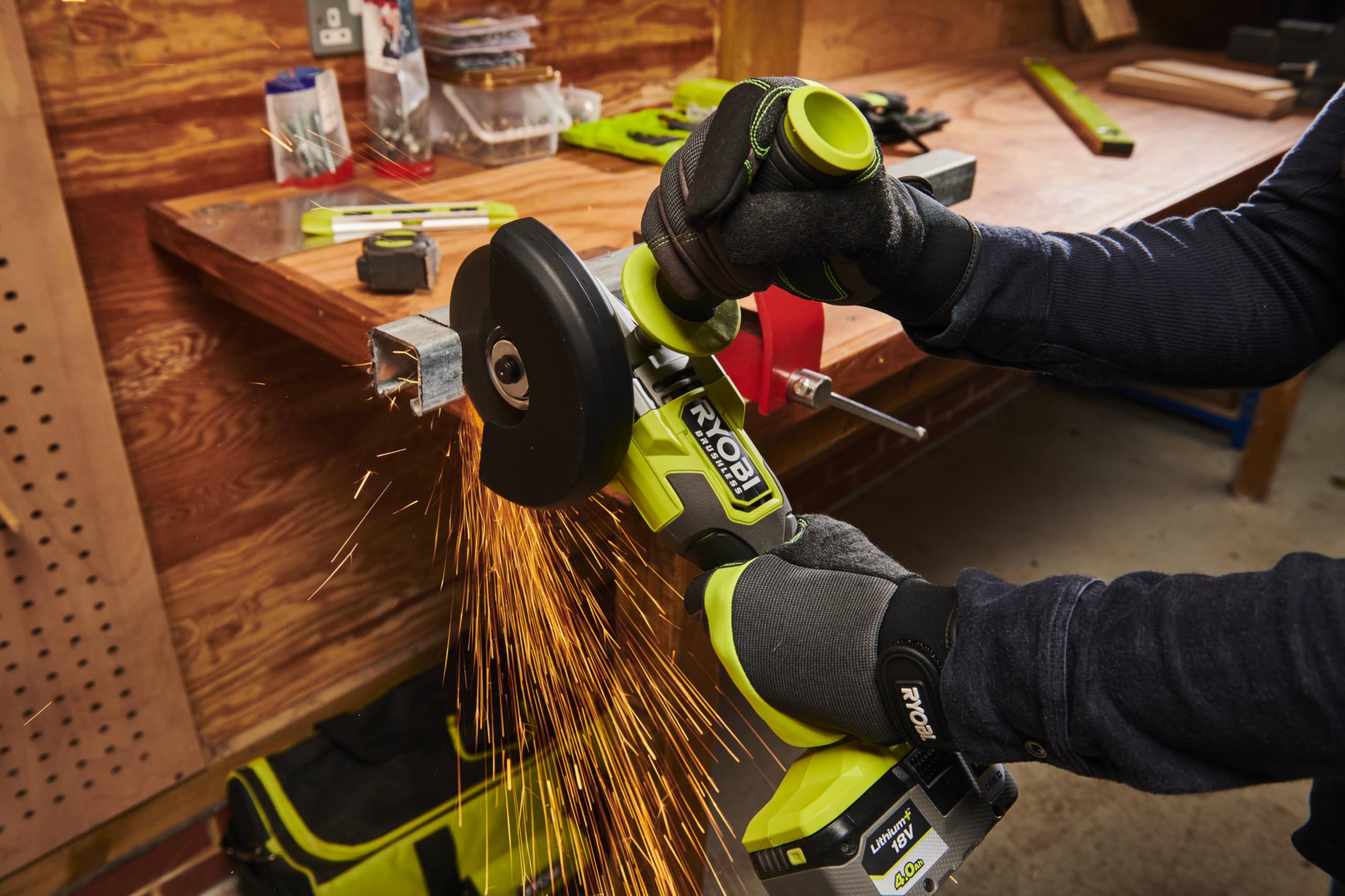 Ryobi RAG18BL-0 Smerigliatrice Angolare Brushless a Batteria 18V ONE+, Batteria Non Inclusa, Diametro Disco 125mm