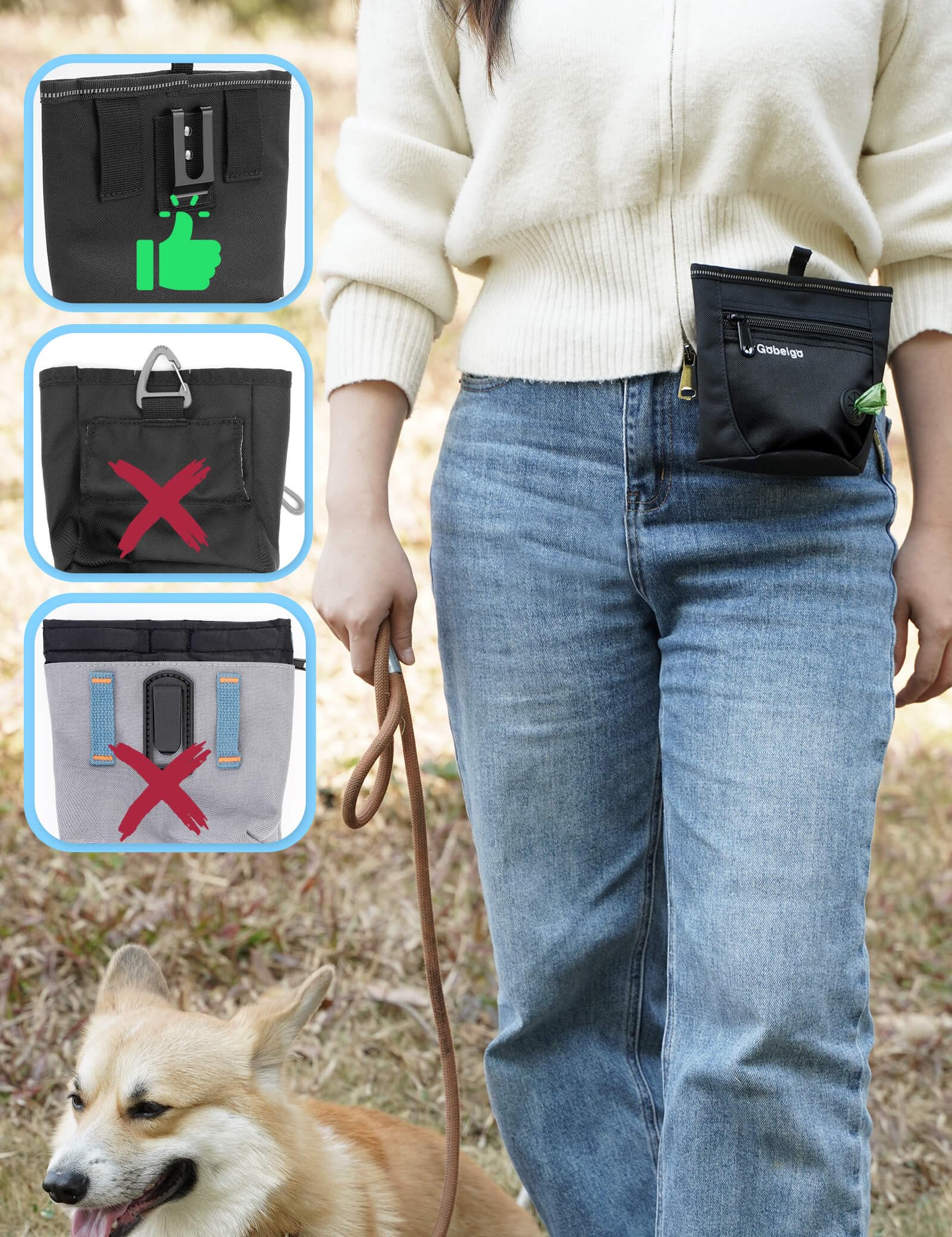 Gobeigo Dog Treat Pouch and Training Clicker, Upgrade Two Magnetic Closure to Prevent Spills - Image 4