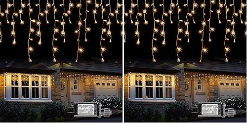 Miniatura 11 de Dazzle Bright Luces de Carámbanos de Navidad, 88.5 pies, 1080 LED, 8 modos, Cortina de Luces de Hadas con 180 gotas, Luces de Cadena de Navidad para