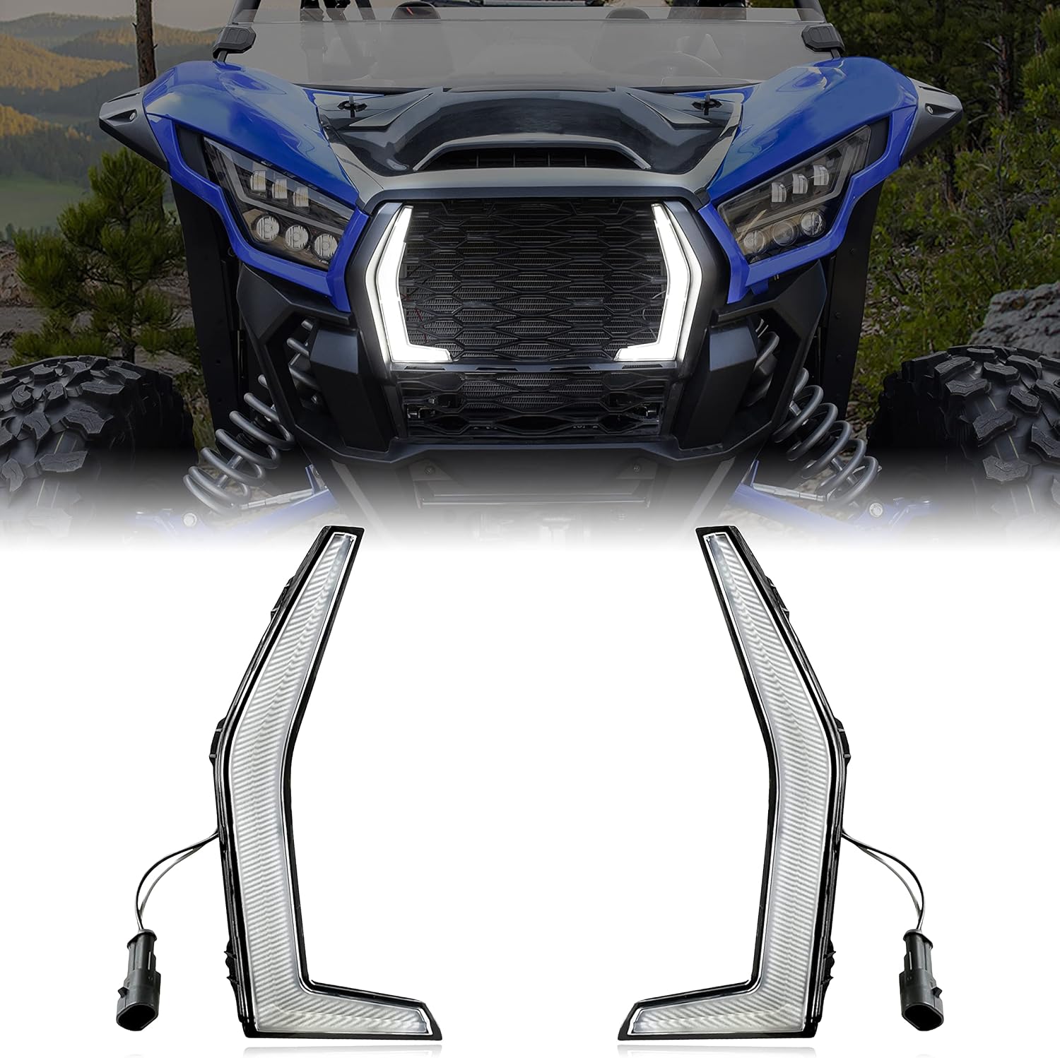 LED Fang Lights for Teryx KRX 1000, Grille Accent Assembly Front Signature Lamps for Kawasaki Teryx KRX 1000 2020-2025 Accessories