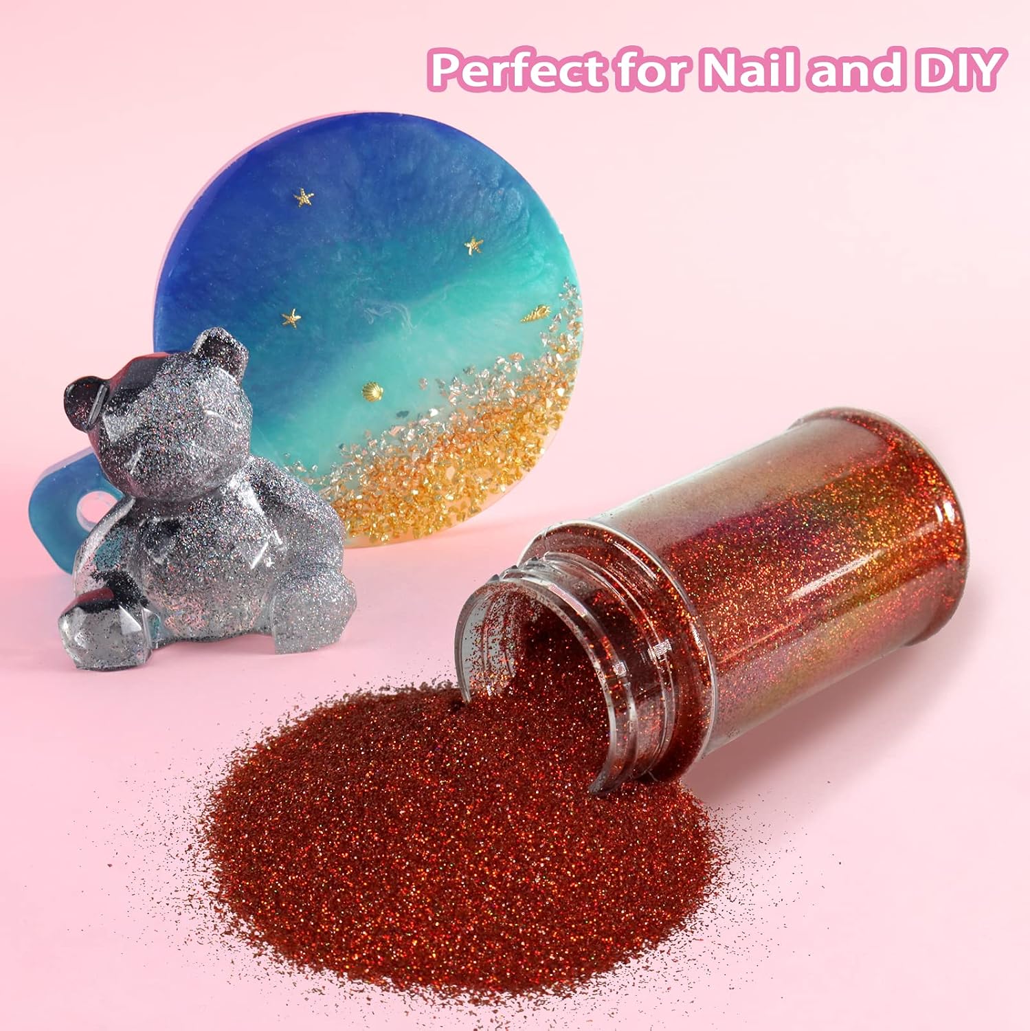 Renfio Holographic Ultra Fine Glitter Powder Metallic Resin Glitter 1.75 Oz (50g) PET Flakes Crafts Sequins 1/128" 0.008" 0.2mm Epoxy Chips Flakes for Tumblers Slime - Image 5