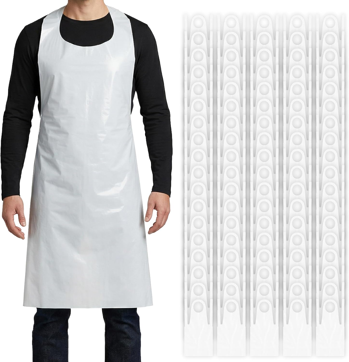 Xpose Safety Aprons 24"x48" Disposable Plastic Aprons, 4 Mil Heavy Duty Waterproof White Aprons for Cooking,Cleaning,Painting