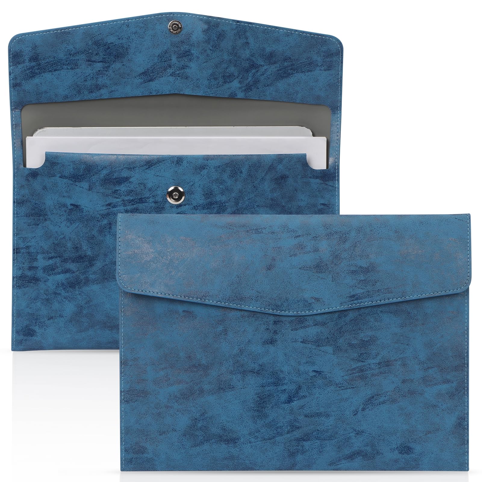 Document File Folder,Classycoo Waterproof Thin PU Leather A4 Envelope Folder Expanding File Organizer Portfolio Storage Case (New Blue)