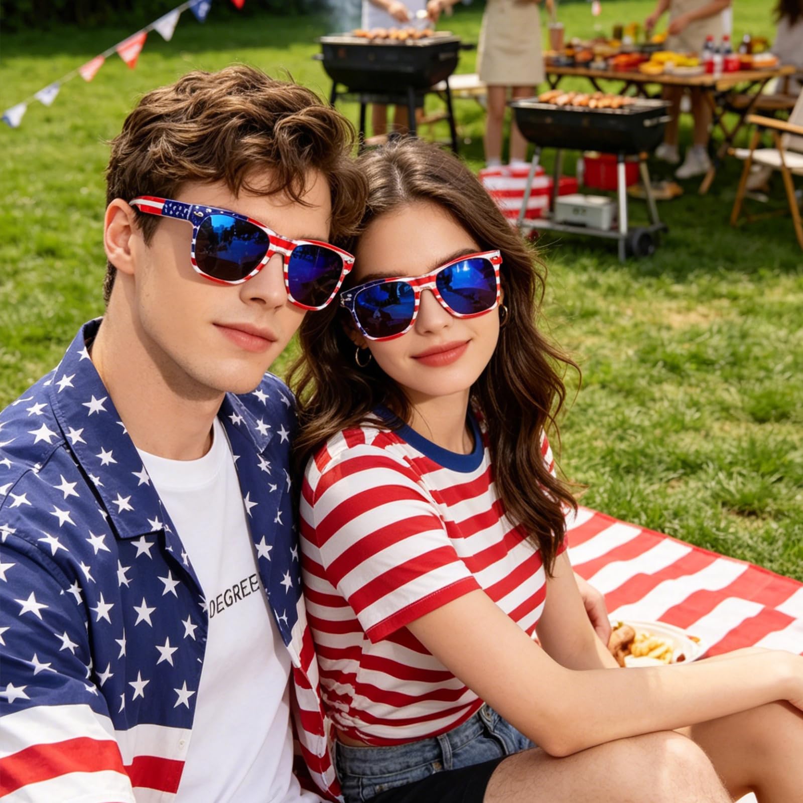 Occhiali da sole per adulti, motivo: bandiera americana, per adulti, classici, 4 luglio, protezione UV400, confezione da 50/100