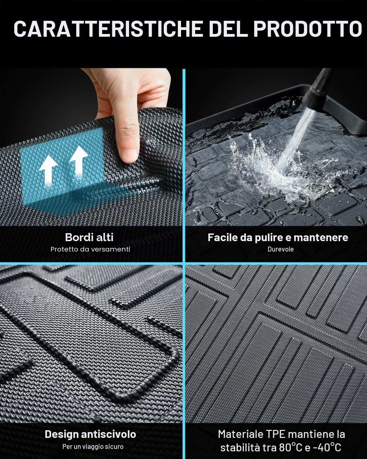 CDEFG Compatibile con Dacia Sandero 3/Sandero Stepway 3 III 2021-2023 2024 2025 Tappetino per Bagagliaio in TPE Protezione Tappetini Antiscivolo Auto Vasca Antipolvere Sandero 2024 Accessori