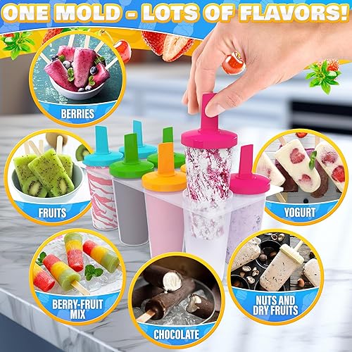 Miniatura 7 de Molde para hacer helados, 8 piezas, mini moldes para paletas de helado para bebés, fundas reutilizables para paletas de hielo para niños, moldes