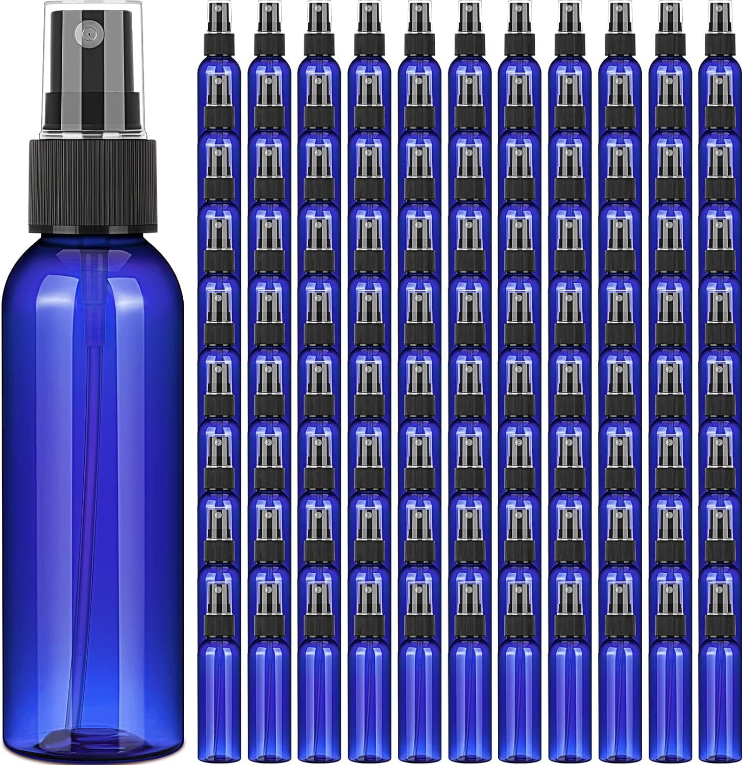 Hunky Dory 40pcs 100ml Empty Plastic Blue Refillable Black Spray Bottle for Saloon,Costemic, Hand Sanitizer, Toner, Perfume, Lotion, Oil, Travel use-image-13