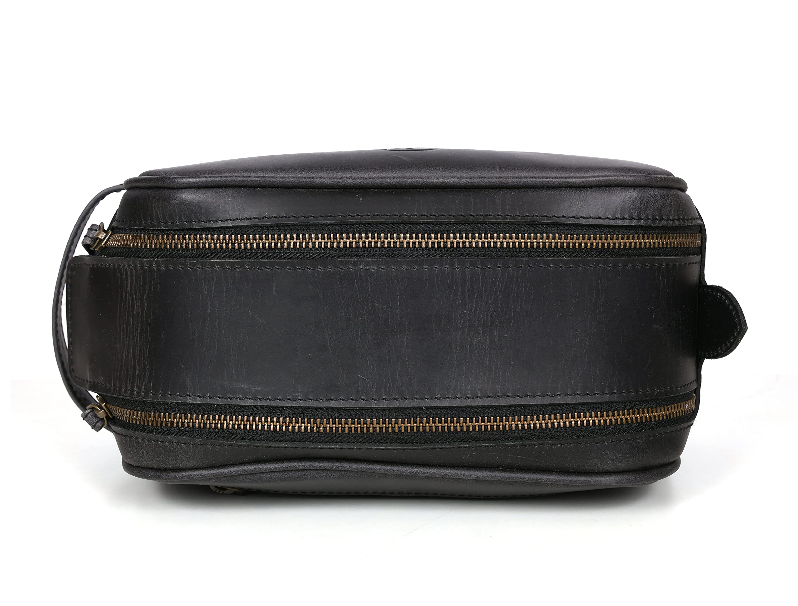 Aaron Leather Goods 10-Inch Genuine Buffalo Leather Toiletry Travel Pouch