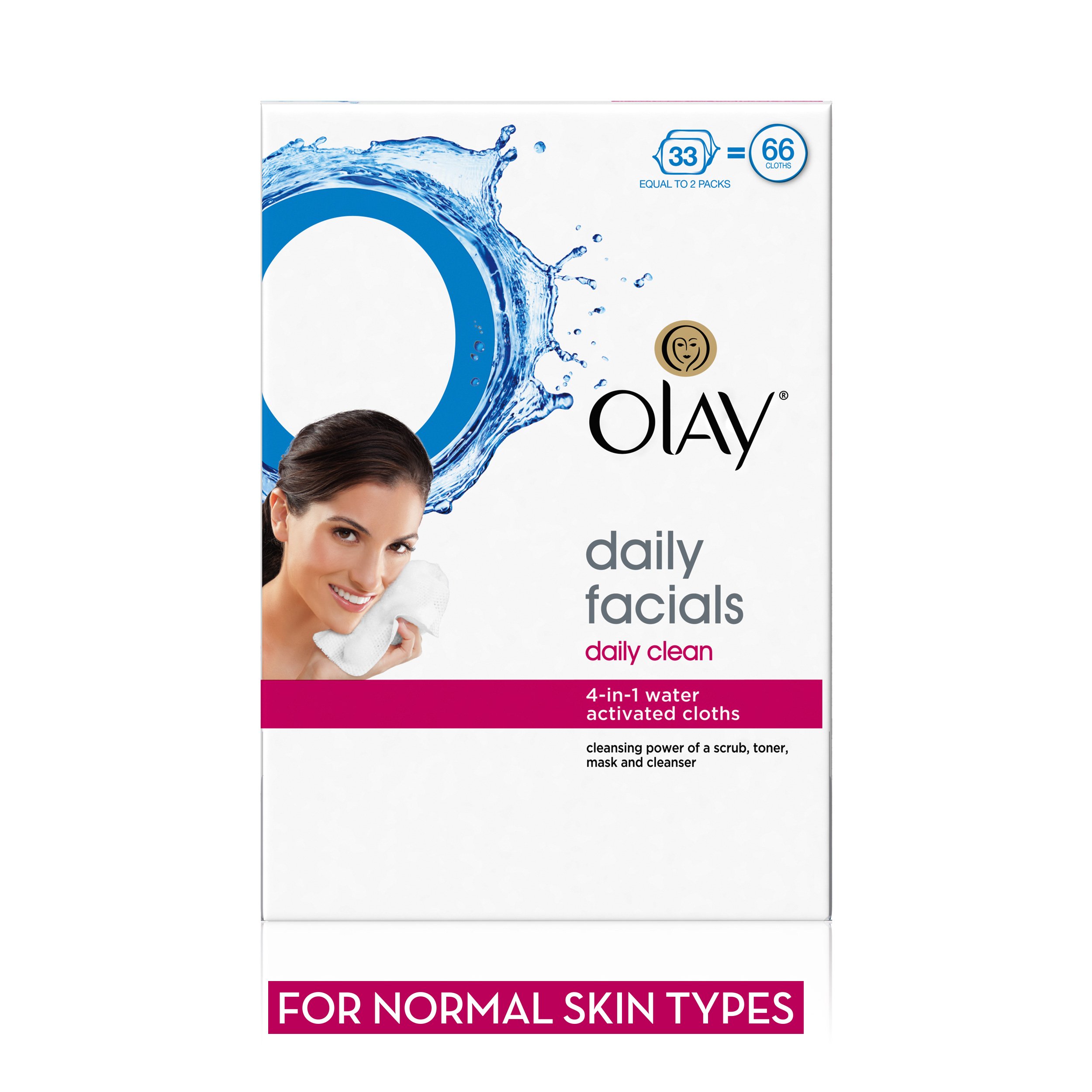 OLAY 4 in 1 panni per il viso quotidiani, normali, 66 ea (confezione da 2)