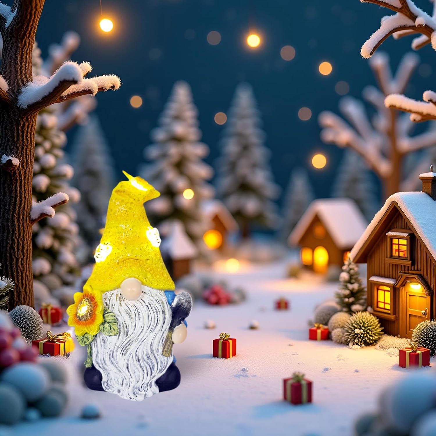 Garden Gnomes Outdoor Decor Solar Gnomes Statues with Butterfly Bee Sunflower Led Lighted Dwarf Outside Decorations for Yard Patio Lawn Ornaments Gifts for Women Mom - Image 3