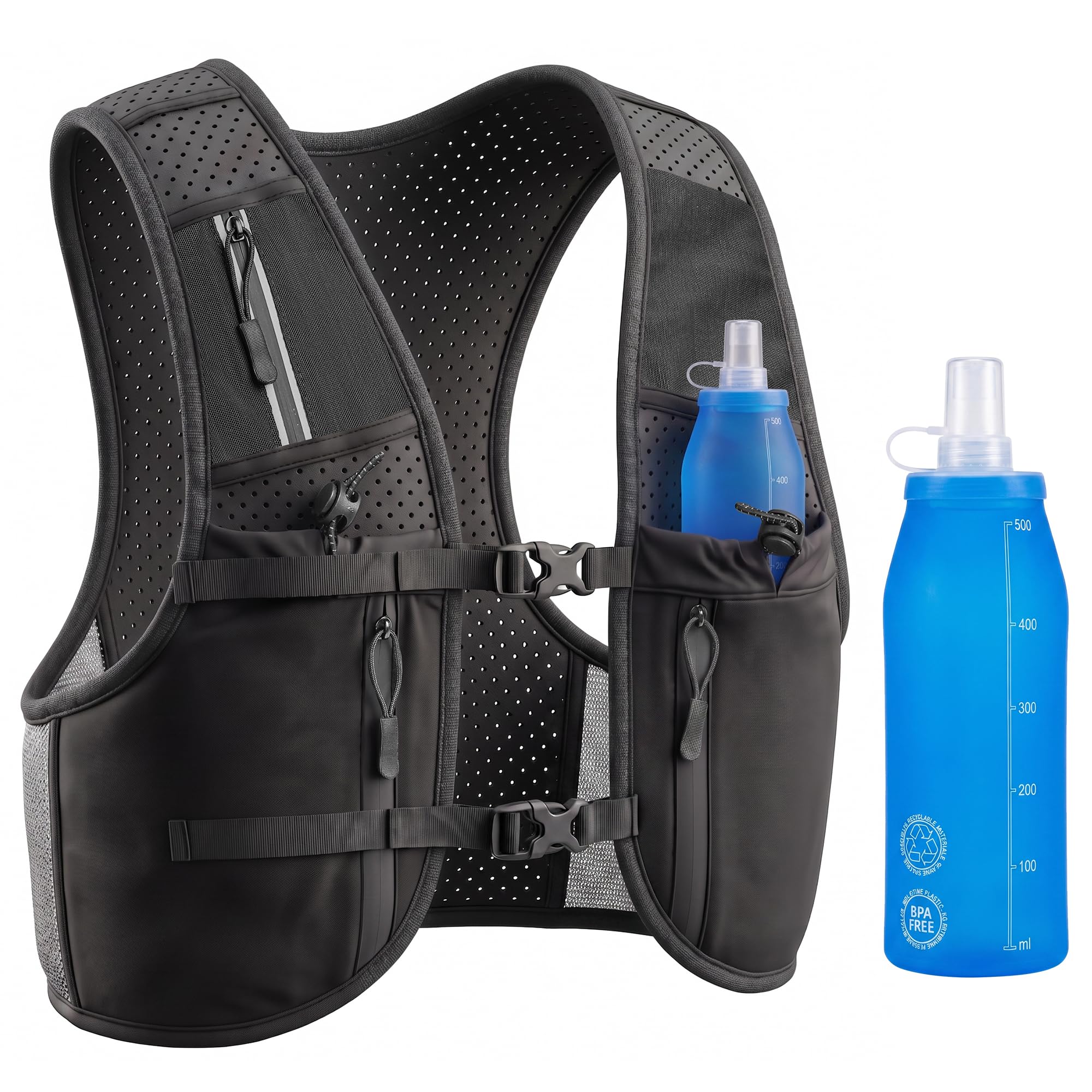 Running Vest for Men Women Lightweight Water Backpack with 500ML Soft Flask