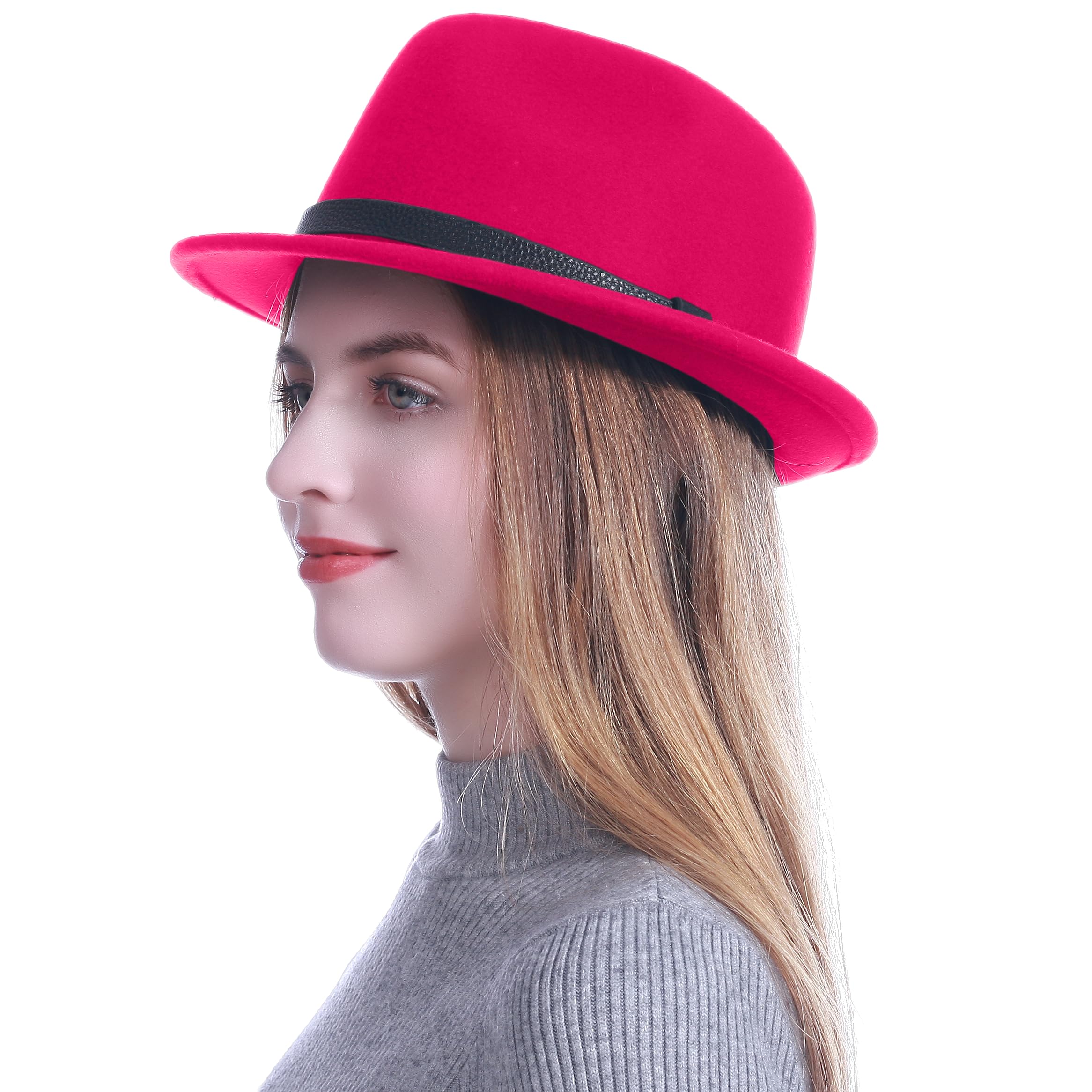 HEYANN Fedora Hut Mode Filz Hüte für Herren Damen Wollfilz Herrenhut Jazz Cap Kurzer Krempe Trilby Hut mit Eleganter Panama Hut Damen Gentlemans