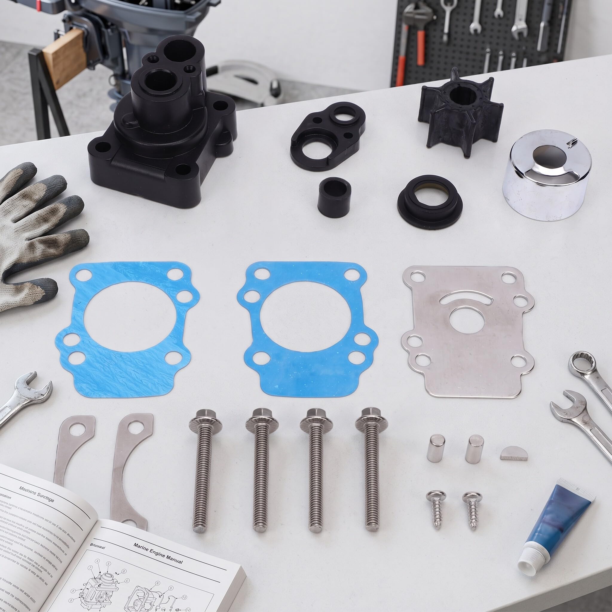 CHICIRIS Kit di Riparazione della Girante della Pompa Dell'acqua, 682 W0078 00 00 di Ricambio per Motore Fuoribordo da 9,9 a 15 CV, con Guarnizione di Lunga Durata, per Parti del Motore