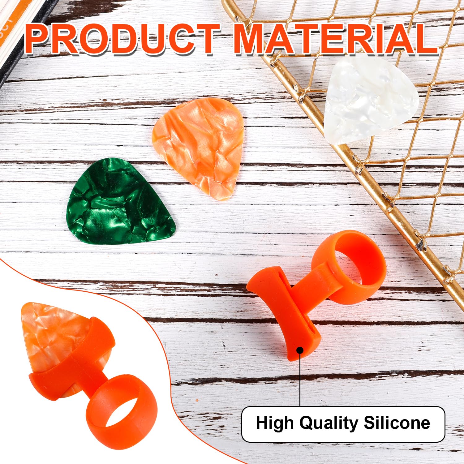 Silicone Guitar Pick Grips with 3pcs Guitar Picks - Image 3
