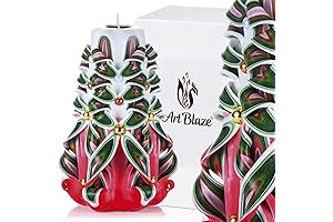 Handmade Green & Red Winter Candles - Aesthetic Christmas Stockings