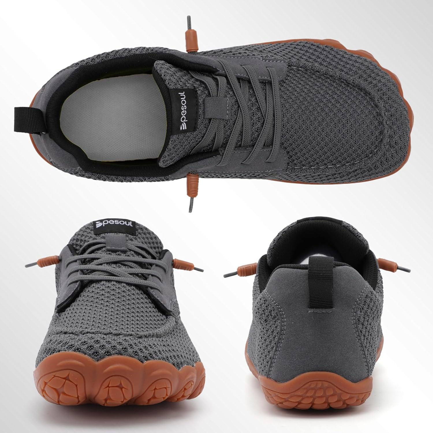 Spesoul Mens Barefoot Shoes Wide Hiking Shoes Zero Drop Minimalist Sneakers Lightweight Breathable Slip On for Water Trail Running Workout Grounded Walking