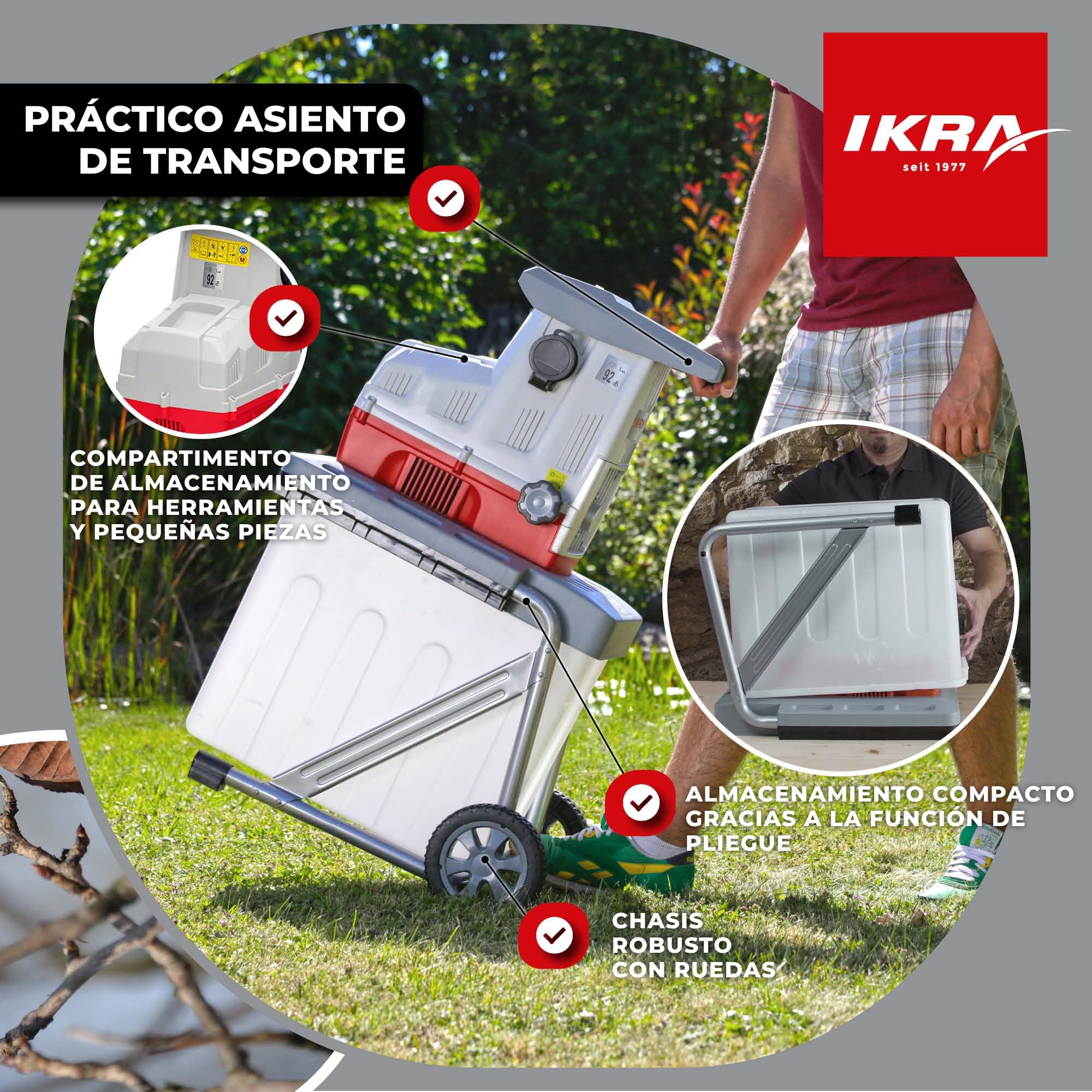 IKRA trituradora silenciosa eléctrica ILH2800, diámetro de ramas a 44mm