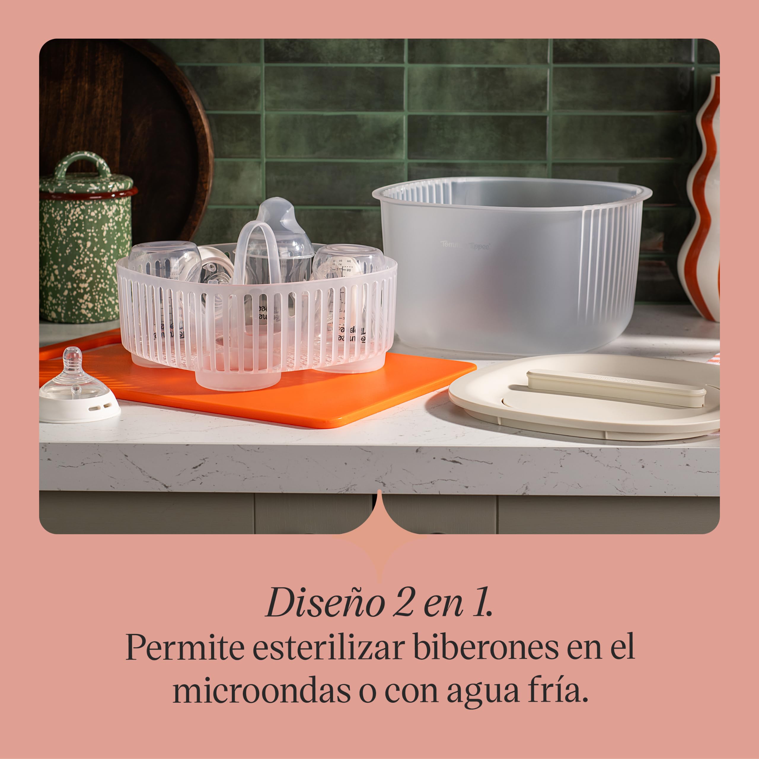 Tommee Tippee Esterilizador para Microondas 2 en 1, Agua Fría o Vapor Natural