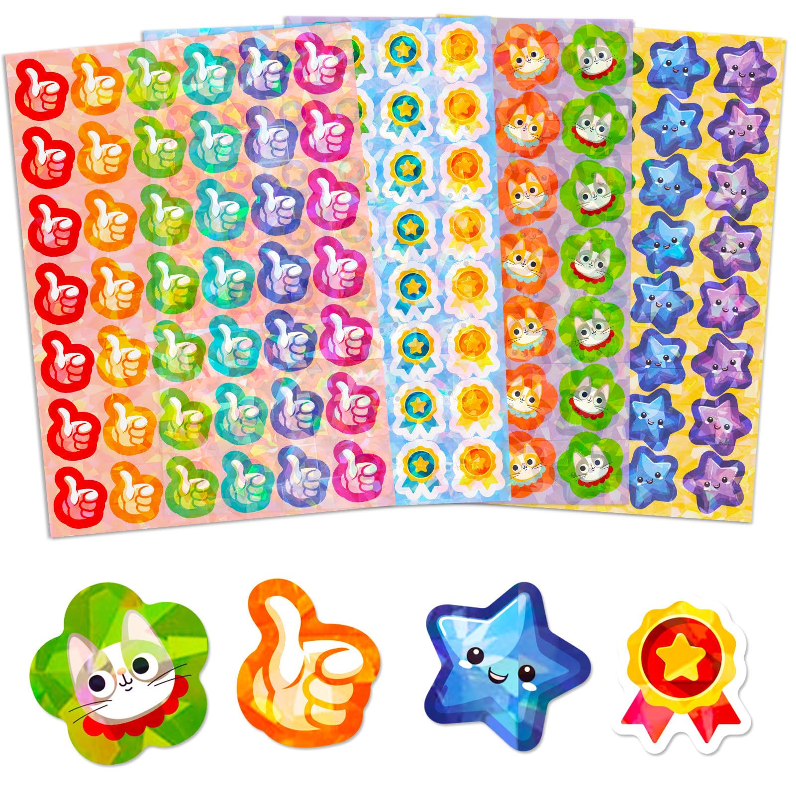Atiloy 300 Adesivi Ricompensa Per Bambini – Rotolo Con 8 Fantasie, 6,3 Cm, Per Vasino, Scuola E Motivazione
