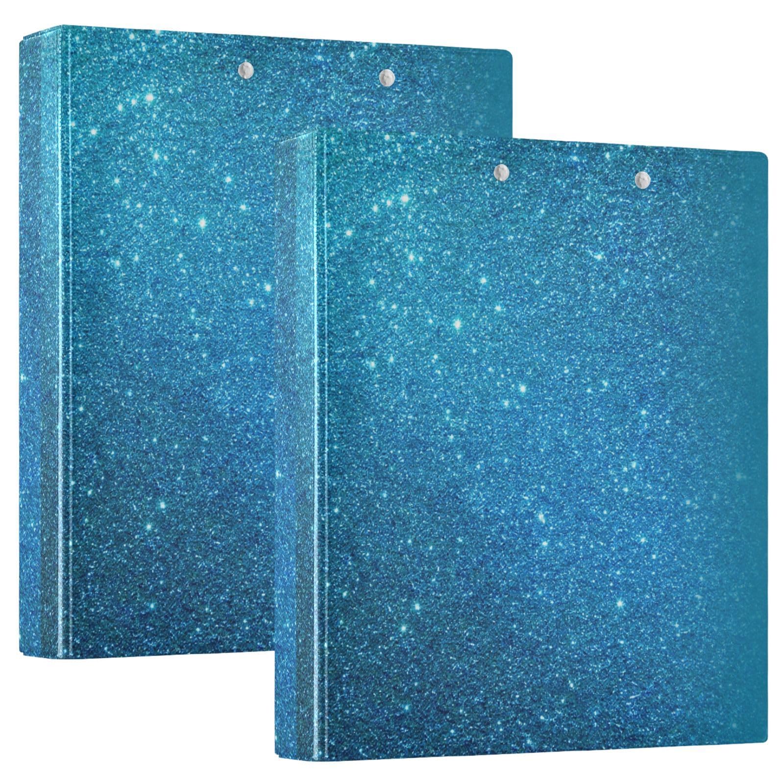 Raccoglitori per quaderni da 1,5 pollici, glitterati, blu lago stellato
