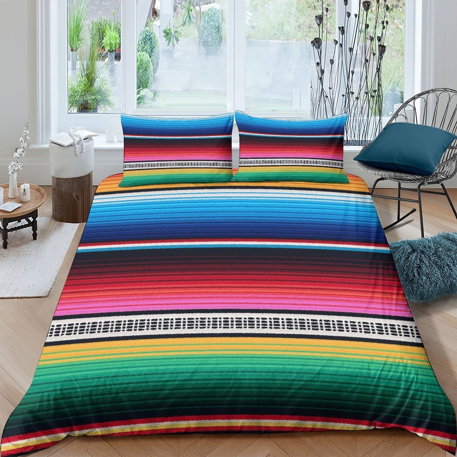 Ctjqhvkz Style-5 3D Printed Mexican Serape Stripe Fitted Sheet Microfiber Colourful Fiesta Bed Cover For Bedroom Dorm Mattress Decor Single（135X200cm）