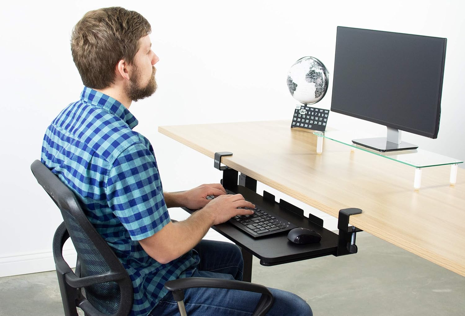VIVO Clamp-on Computer Keyboard and Mouse Under Desk Slider Tray, 26 (31 Including Clamps) x 12 inch Pull Out Platform Drawer, Black, MOUNT-KB05F : Office Products