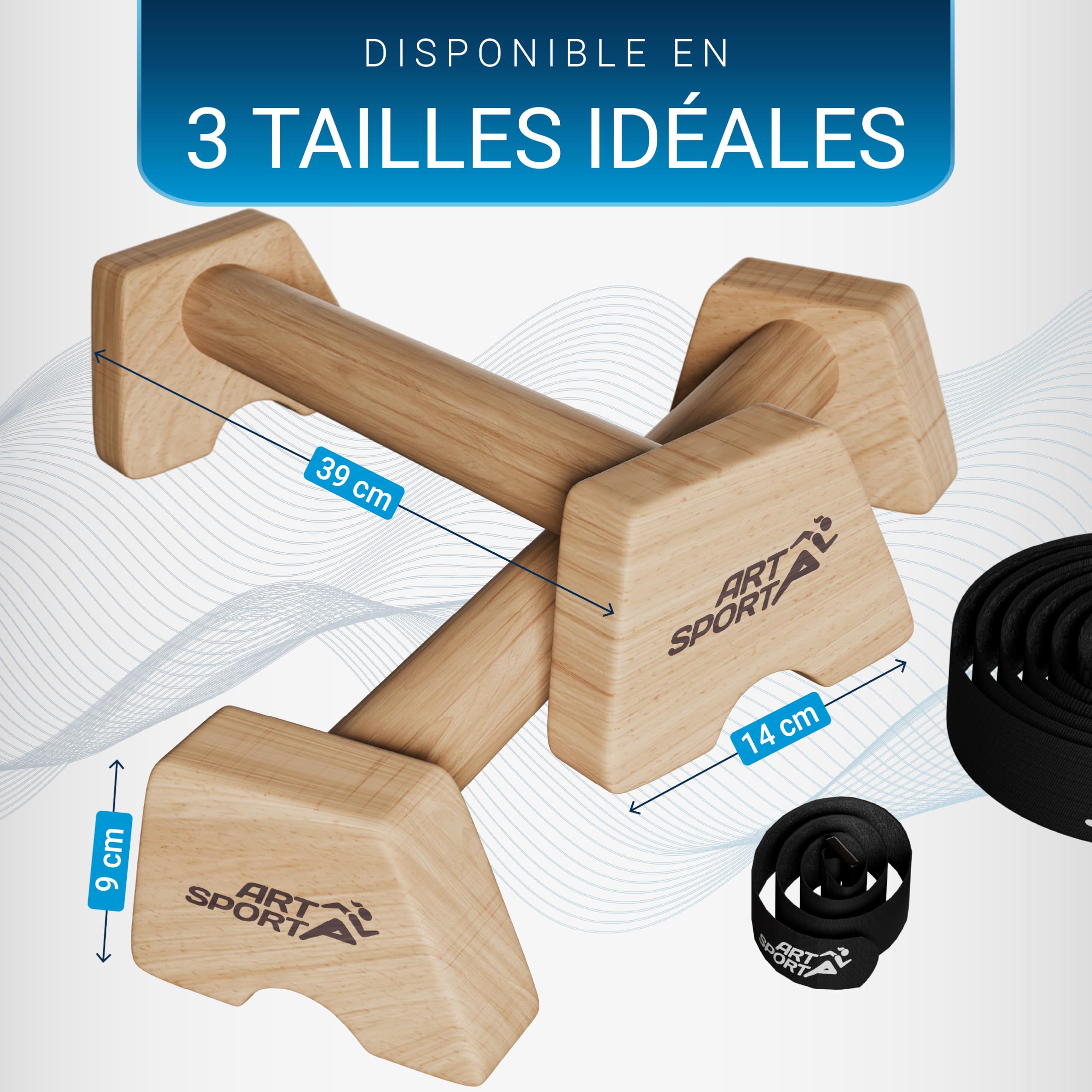 ArtSport poignées de pompes en bois - ergonomiques Parallettes pour Calisthenics, pompes & Stand à main - usage intérieur & extérieur