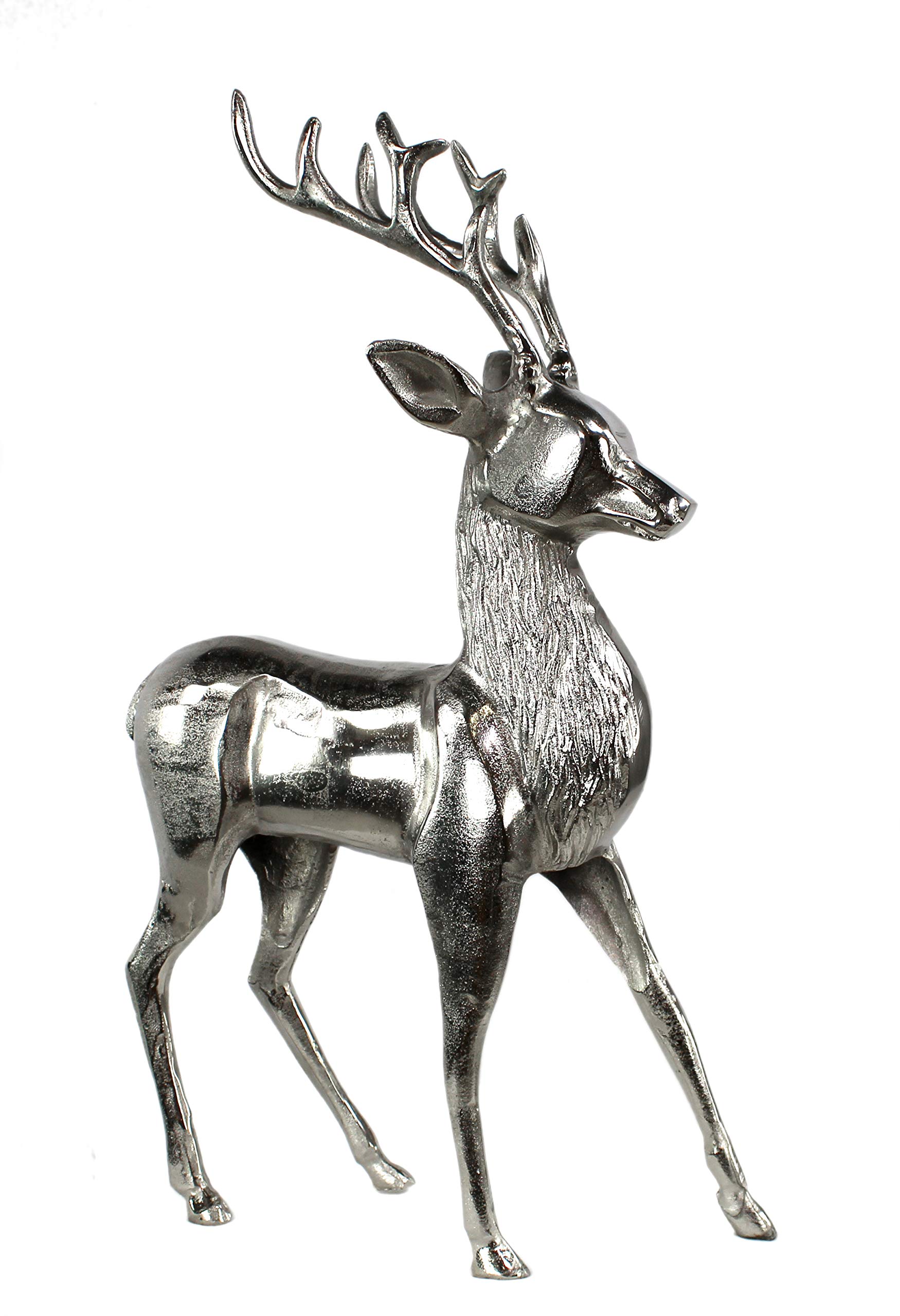 DARO DEKO Metall Rentier Silber glänzend 27 x 43cm