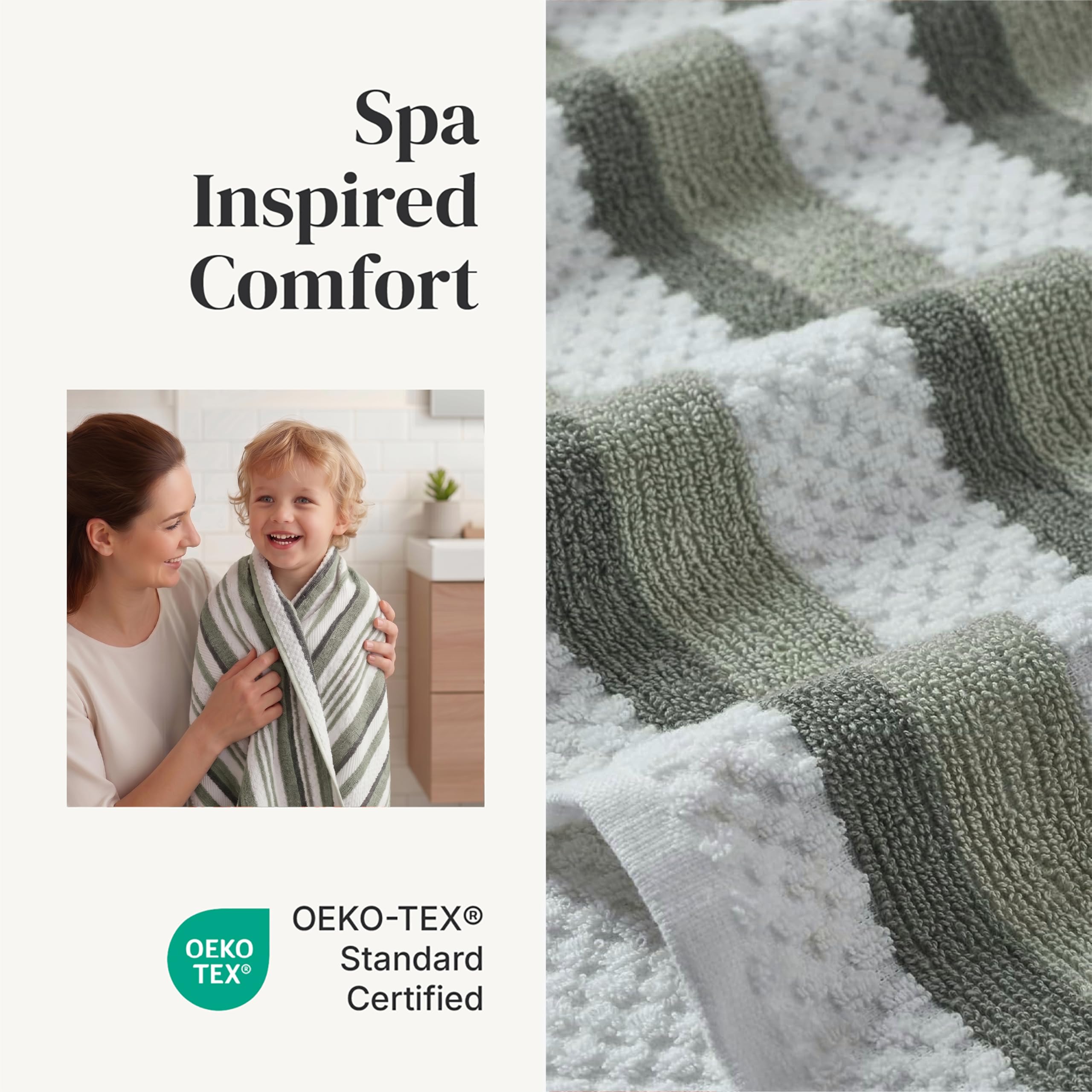 Modern Threads Pax 6-teiliges Wendegarn-gefärbtes Jacquard-Handtuch-Set – Badetücher, Handtücher und Waschlappen – super saugfähig und schnell trocknend – 100% gekämmte Baumwolle, Efeu