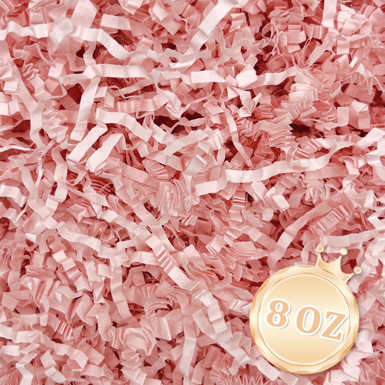 1/2LB Light Pink Crinkle Cut Paper Shred Filler Great for Gift Wrapping, Light Pink Basket Fillers, Birthday, Gift Wrapping, Anniversary, Halloween Thanksgiving Christmas Party Decor Filling Supplies