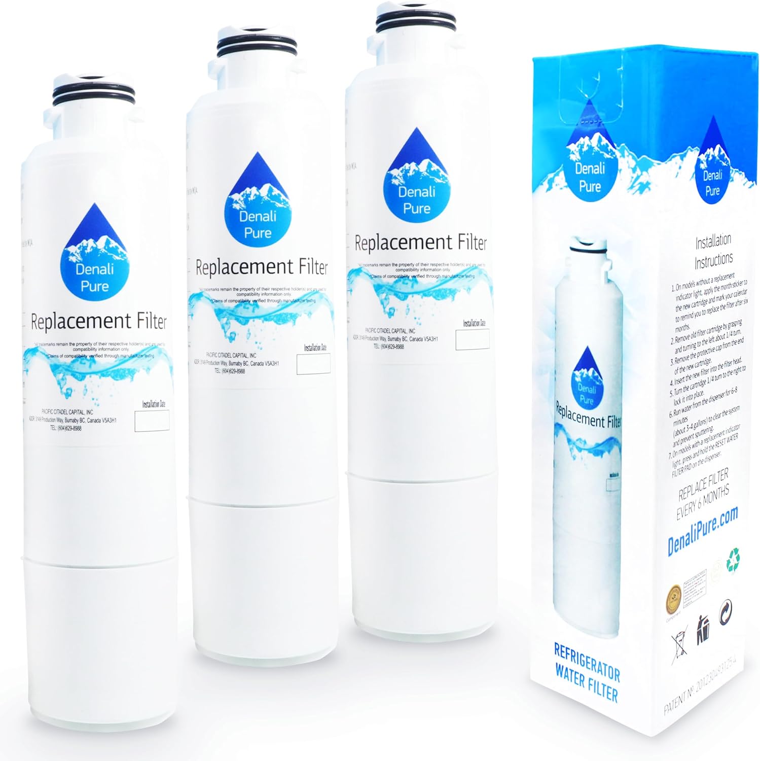 3-Pack Replacement for Samsung RF323TEDBWW/AA-0001 Refrigerator Water Filter - Compatible with Samsung DA29-00020B, DA29-00020A, HAF-CIN Fridge Water Filter Cartridge