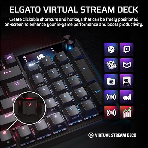 Miniatura 8 de Corsair Teclado mecánico para juegos Vanguard 96 con cable, 96% de diseño, interruptores táctiles MLX Fusion, sondeo de 8000Hz, pantalla LCD,