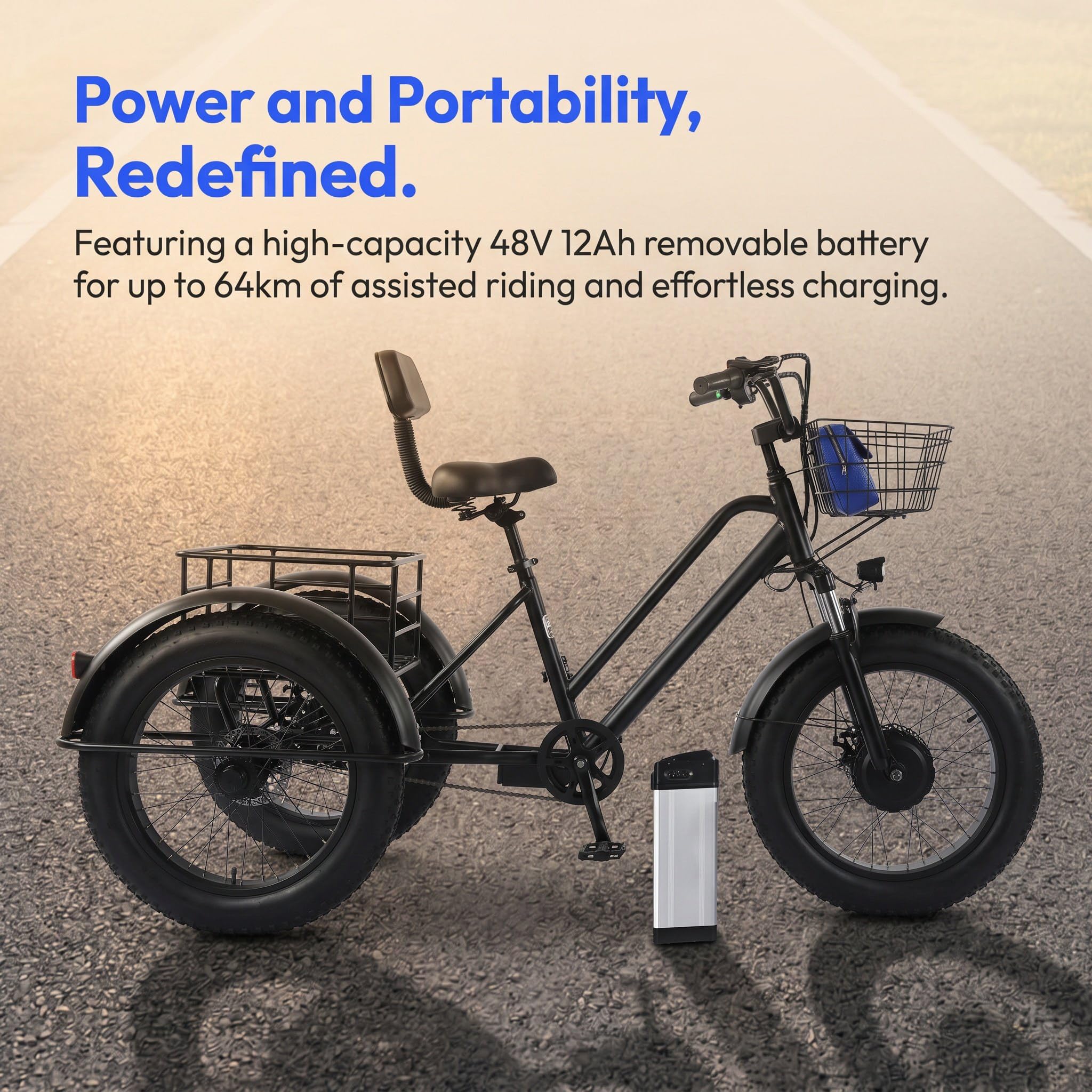 Tricycle électrique pour Adultes – Charge Utile 200 Kg A