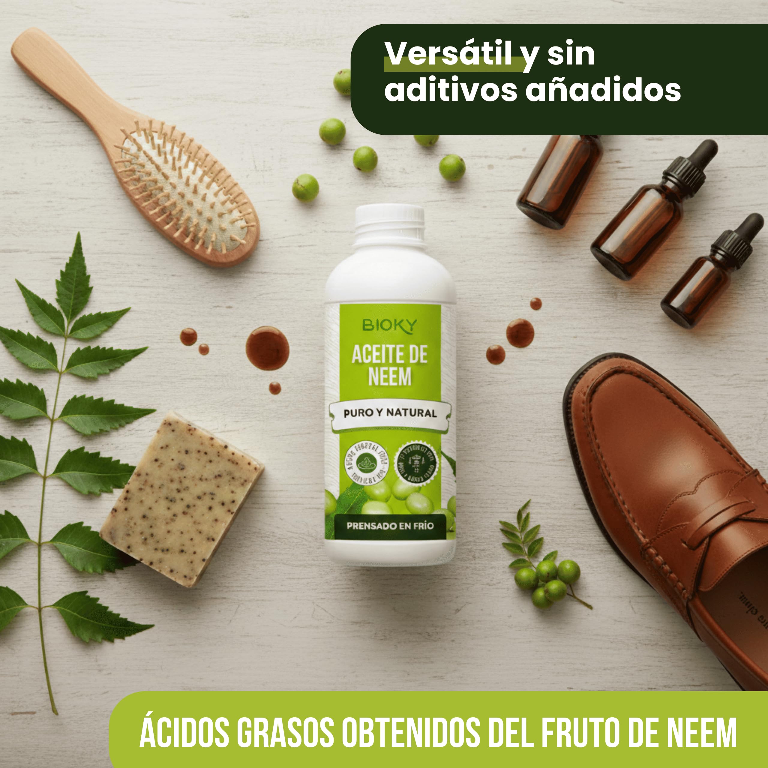 Bioky Aceite de Neem 2 Litros (Pack 1L + 1L) | Neem Puro y Natural - Extraído 1ª Presión en Frío | Aceite Multiusos