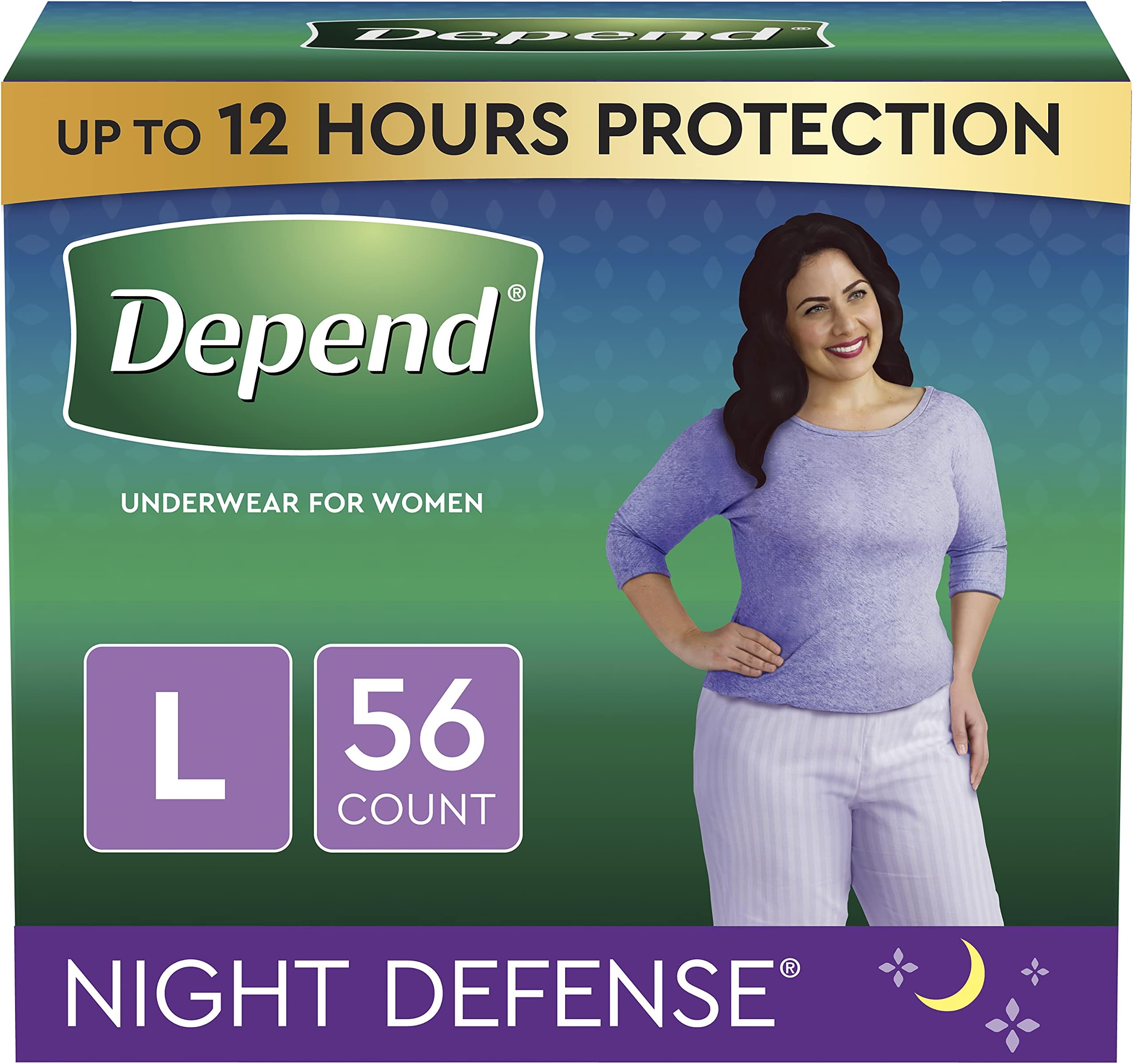 Night Defense Adult Incontinence & Postpartum Bladder Leak Underwear for Women, Disposable, Overnight, Large, Blush, 14 Count, Packaging May Vary