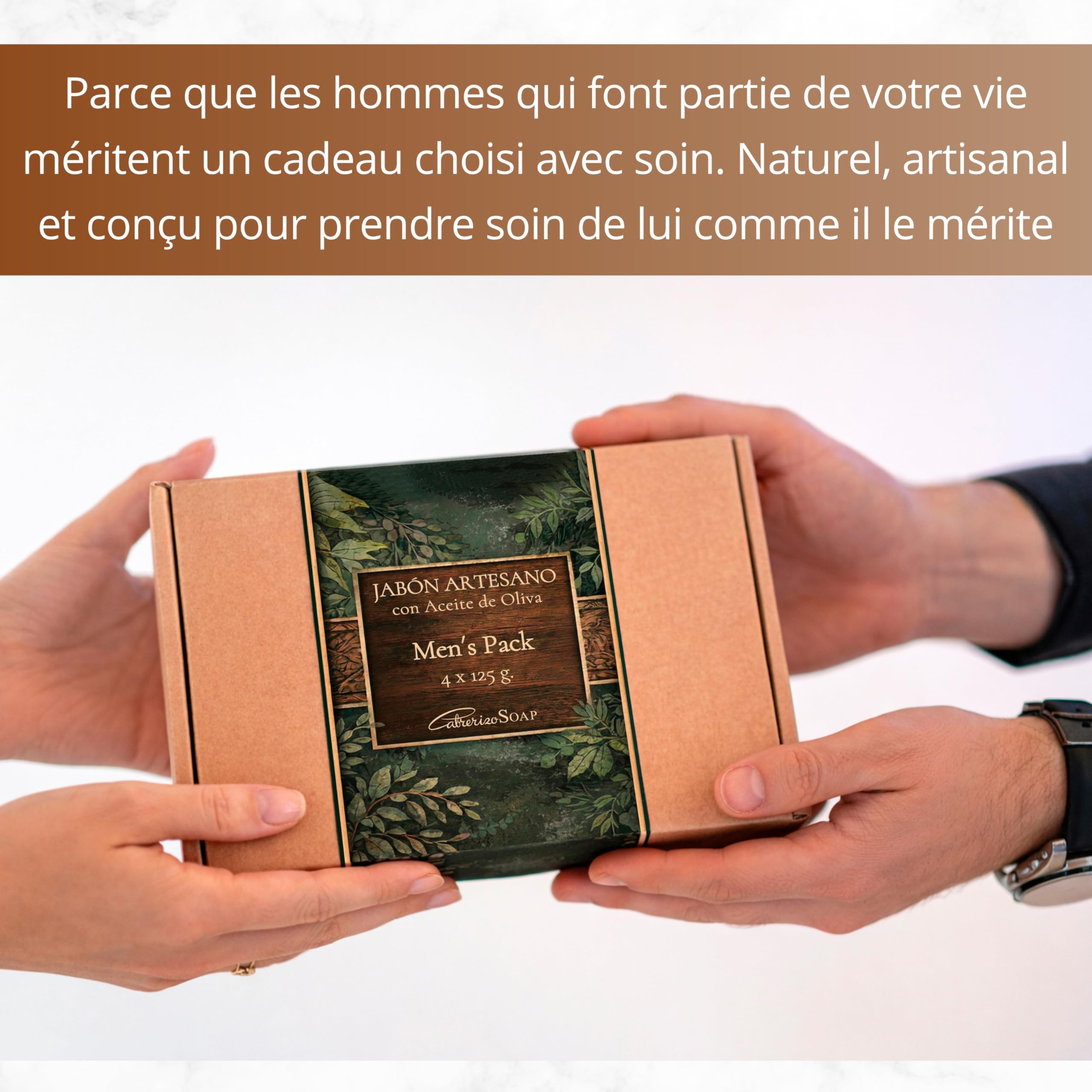 Savons artisanaux avec parfum homme – Savon solide 4x125 g – Idee cadeau homme original pour anniversaire et occasions spéciales, idéal pour la routine quotidienne visage