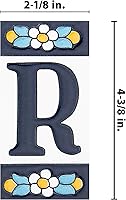 Vista 4 de Merola Tile Sevillano Flora Address Letters R 2-1/8" x 4-3/8" - Azulejo de pared de cerámica
